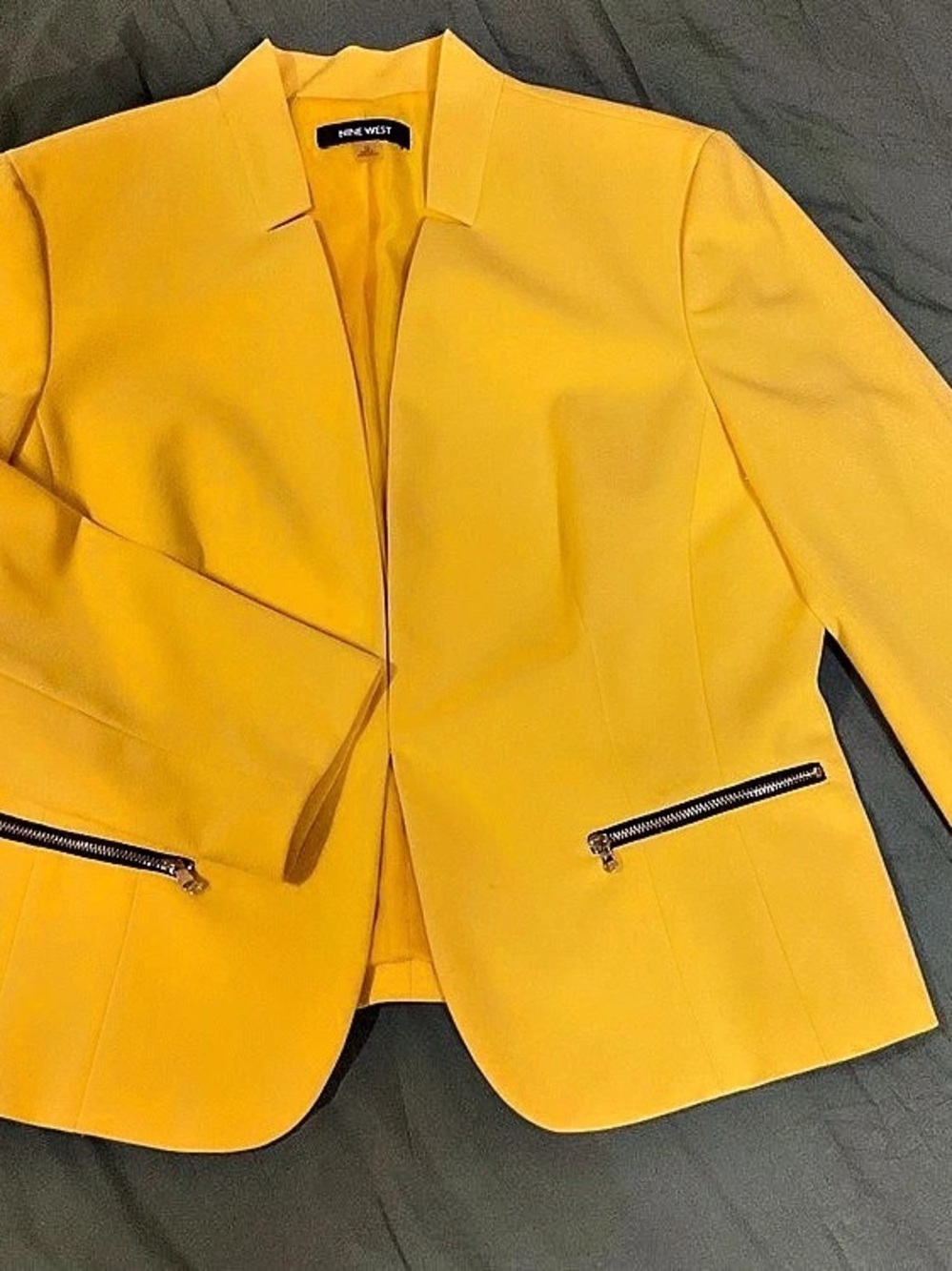 Nine West Yellow Zip Pocket Blazer Size 12
